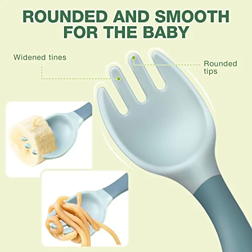 Toddler Utensils Baby Spoons And Forks Set With Case Bendable Self Feeding Training Flatware Silicone Spoon Fork For Kids Babies Children Handle Toddler Set, Green, Pink, Yellow (3 Sets) 4 Toddler Utensils Baby Spoons And Forks Set With Case Bendable Self Feeding Training Flatware Silicone Spoon Fork For Kids Babies Children Handle Toddler Set, Green, Pink, Yellow (3 Sets) - Image 4