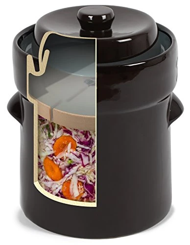 Fermentation Crock Jar 1/2 Gallon - Ceramic Sauerkraut Fermenting Crock With Lid And Weights - 2 Liter Fermentation Jar For Pickling Kimchi, Sauerkraut, Pickles, Vegetables, Kombucha 2 Fermentation Crock Jar 1/2 Gallon - Ceramic Sauerkraut Fermenting Crock With Lid And Weights - 2 Liter Fermentation Jar For Pickling Kimchi, Sauerkraut, Pickles, Vegetables, Kombucha - Image 2