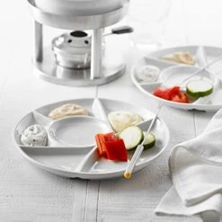 White Stoneware 9-Inch Round Fondue Plate, Set Of 4 -Peugeot Shop 41NZn8vYEeL