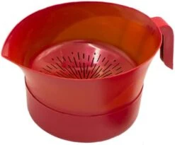 Colander Grease Strainer With Handle And Container, Catch Bowl With Lid 3 Piece Strain Set | Strains Ground Beef, Bacon & Pasta | Safe Kitchen Gadget BPA Free | Made In The USA (Blue) -Peugeot Shop 41NcZKzvaQL. AC