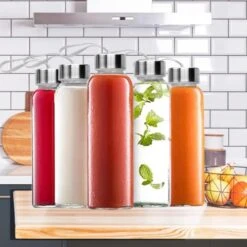 16 OZ Glass Water Bottles,Glass Beverage Bottles Set Of 12,Drinking Bottles With Leak Proof Stainless Steel Cap 500ml,Reusable Juice Bottles With Carrying Strap,to Go Travel Bottles For Drink,Sauce 9 16 OZ Glass Water Bottles,Glass Beverage Bottles Set Of 12,Drinking Bottles With Leak Proof Stainless Steel Cap 500ml,Reusable Juice Bottles With Carrying Strap,to Go Travel Bottles For Drink,Sauce -Peugeot Shop 41NnBif2IKL