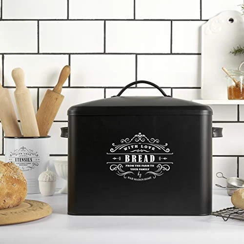 Extra Large Black Bread Box - Bread Boxes For Kitchen Counter Holds 2+ Loaves For All Your Bread Storage - Bread Container Counter Organizer To Suit Farmhouse Kitchen Decor, Vintage Kitchen, Rustic (Bread Box) 5 Extra Large Black Bread Box - Bread Boxes For Kitchen Counter Holds 2+ Loaves For All Your Bread Storage - Bread Container Counter Organizer To Suit Farmhouse Kitchen Decor, Vintage Kitchen, Rustic (Bread Box) - Image 5