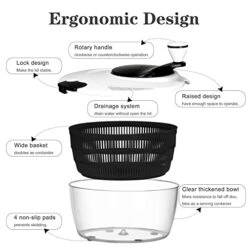 Ourokhome Salad Spinner Lettuce Dryer And Vegetable Chopper, Manual Food Processor And Durable Rotary Veggie Washer With Compact Bowl And Colander 8 Ourokhome Salad Spinner Lettuce Dryer And Vegetable Chopper, Manual Food Processor And Durable Rotary Veggie Washer With Compact Bowl And Colander -Peugeot Shop 41NsH1EcuoL