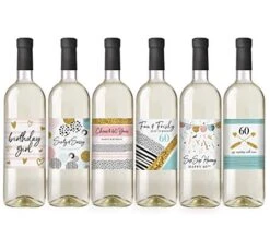 60th Birthday Wine Bottle Labels, Pink And Gold, Set Of 6 -Peugeot Shop 41Nw3RWm8rL