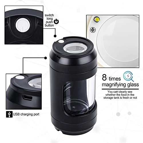 Stash Jar With Hand Spice Herb Grinder Magnifying Airtight Jar LED Light Grinder For Portable Lightweight For Easy Storage (Yellow) 1 Stash Jar With Hand Spice Herb Grinder Magnifying Airtight Jar LED Light Grinder For Portable Lightweight For Easy Storage (Yellow)