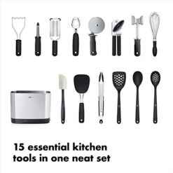 OXO Good Grips 15-Piece Everyday Kitchen Utensil Set & Good Grips 2-Piece Cutting Board Set -Peugeot Shop 41O2L9BcQEL 1