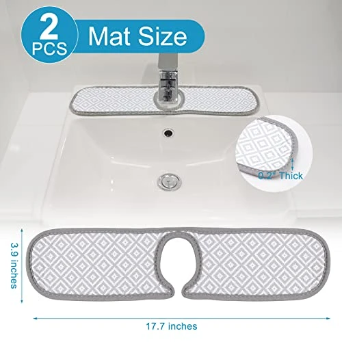 Faucet Absorbent Mat, 2 Packs Eco-friendly Sink Drip And Splash Protector, Dishwasher Safe Microfiber Dish Drying Mat For Kitchen, Bar, And RV, 17.7 Inches X 3.9 Inches 2 Faucet Absorbent Mat, 2 Packs Eco-friendly Sink Drip And Splash Protector, Dishwasher Safe Microfiber Dish Drying Mat For Kitchen, Bar, And RV, 17.7 Inches X 3.9 Inches - Image 2