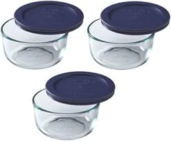 Pyrex Blue Storage Round Dish With Dark Plastic Cover, Clear (2-Cup Pack Of 3) -Peugeot Shop 41O5FLKoUEL. AC