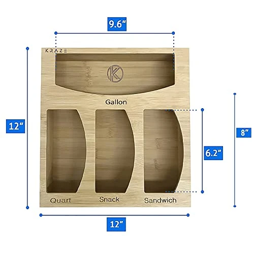 Bamboo Ziplock Bag Organizer & Dispenser, Kitchen Drawer Organizer, Bamboo Drawer Organizer, Baggie Organizer, Compatible With Ziploc/Glad/Gallon/Quart/Sandwich & Snack Size Bags 4 Bamboo Ziplock Bag Organizer & Dispenser, Kitchen Drawer Organizer, Bamboo Drawer Organizer, Baggie Organizer, Compatible With Ziploc/Glad/Gallon/Quart/Sandwich & Snack Size Bags - Image 4