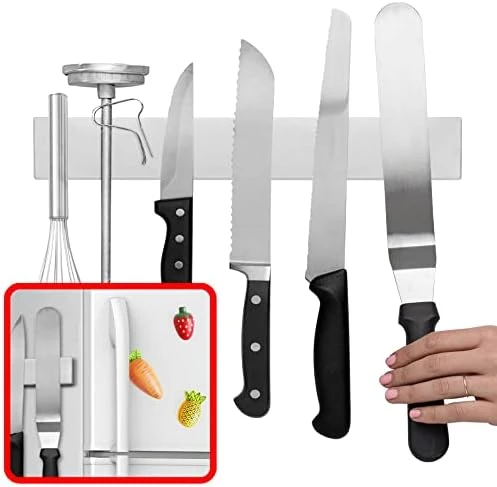 10 Inch Magnetic Knife Holder For Refrigerator, Magnetic Knife Holders For Fridge Or Kitchen Wall No Drilling, Magnet Strips For Knives & Metal Utensils, Tool Rack, Stainless Steel 7 10 Inch Magnetic Knife Holder For Refrigerator, Magnetic Knife Holders For Fridge Or Kitchen Wall No Drilling, Magnet Strips For Knives & Metal Utensils, Tool Rack, Stainless Steel - Image 7