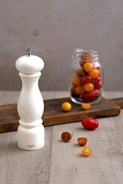 Firenze 8 Inch White Lacquered Beechwood Salt Mill Grinder With Adjustable Ceramic Grinder -Peugeot Shop 41OEIjtCz0L