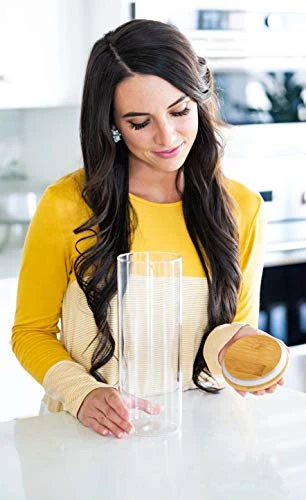 Glass Container With Lid, Bamboo Top (2.2 L) - Dry Food Storage Pasta Container Kitchen Canister For Bow Tie Pasta, Spaghetti, Macaroni, Rotini, Egg Noodles, Cookies, Candy, Flour 2 Glass Container With Lid, Bamboo Top (2.2 L) - Dry Food Storage Pasta Container Kitchen Canister For Bow Tie Pasta, Spaghetti, Macaroni, Rotini, Egg Noodles, Cookies, Candy, Flour - Image 2