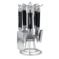 Morphy Richards Kitchen Utensils Set, Accents Range, Kitchen Gadget Set, Stainless Steel, Black, 4-Piece