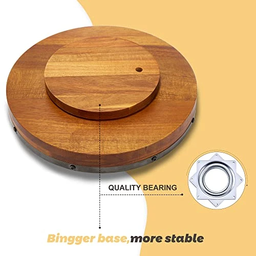 12 Inch Acacia Wood Lazy Susan Turntable For Table, Kitchen Turntable Organizer, 360 Degree Decorative Turntable For Countertop Cabinet Or Centerpieces 2 12 Inch Acacia Wood Lazy Susan Turntable For Table, Kitchen Turntable Organizer, 360 Degree Decorative Turntable For Countertop Cabinet Or Centerpieces - Image 2
