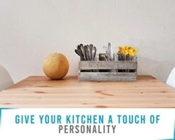 Farmhouse Utensil Organizer For Kitchen Countertop - Wooden Utensil Crock With 3 Large Storage Compartments & Hanging Option - Rustic Spatula Holder Caddy In Distressed White - Size 9 Farmhouse Utensil Organizer For Kitchen Countertop - Wooden Utensil Crock With 3 Large Storage Compartments & Hanging Option - Rustic Spatula Holder Caddy In Distressed White - Size -Peugeot Shop 41OVbdOSbDL