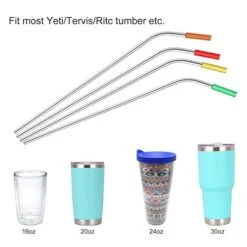 Set Of 20 10.5" Reusable Stainless Steel Straws Bent Reusable Straws With 20 Silicone Tips 5 Cleaning Brush 1 Travel Case Eco Friendly Extra Long Metal Straws Drinking For 20 24 30 Oz Tumbler -Peugeot Shop 41OZQzSv1JL