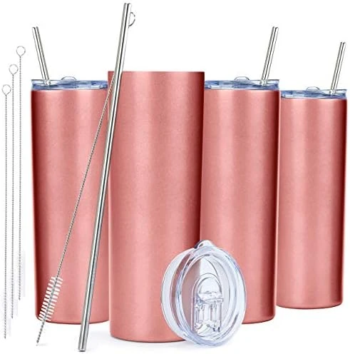 Kinny Tumblers With Lids And Straws (4 Pack) - 20 Oz Double Wall Insulated Slim Stainless Steel Silver Tumblers With Straw Cleaner | Reusable Travel Mug For Hot And Cold Beverages 10 Kinny Tumblers With Lids And Straws (4 Pack) - 20 Oz Double Wall Insulated Slim Stainless Steel Silver Tumblers With Straw Cleaner | Reusable Travel Mug For Hot And Cold Beverages - Image 10