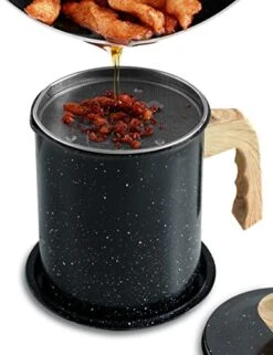 Bacon Grease Container With Strainer, Black Grease Catcher 1.4L, Cooking Oil Filter With Lid And Leak Proof Plate For Kitchen ,Oil Can Storage Lard For Cooking.