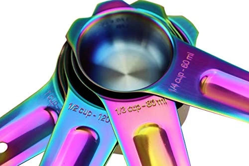 9 Piece Stainless Steel Rainbow/Iridescent/Oil Slick Measuring Cup And Spoon Set By ColorMeHome 3 9 Piece Stainless Steel Rainbow/Iridescent/Oil Slick Measuring Cup And Spoon Set By ColorMeHome - Image 3