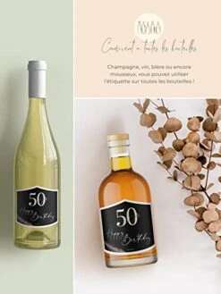 Coon 50th Birthday Wine Bottle Labels - 50th Birthday Party Favors - Golden Glamour -Peugeot Shop 41P6YLIpBdL