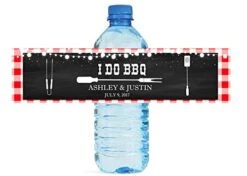 100 I Do BBQ Chalkboard & Gingham Wedding Anniversary Engagement Party Water Bottle Labels Birthday Party Easy To Use Self Stick Labels