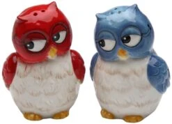 10907 Owl Couple Salt And Pepper Set, 3-Inch, Blue