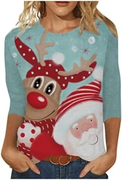 Womens Causal Loose Crewneck Cute Plus Size Sweatshirts Long Sleeve Christmas Print Crew Neck Pullover Top Fall Clothes -Peugeot Shop 41PIZq 2wsL. AC