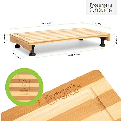 Bamboo Large Cutting Boards | Stovetop Cover With Juice Grooves For Kitchen | Large Wooden Butcher Block For Turkey, Meat, Vegetables, BBQ With Adjustable Legs, 11 X 21.25 2 Bamboo Large Cutting Boards | Stovetop Cover With Juice Grooves For Kitchen | Large Wooden Butcher Block For Turkey, Meat, Vegetables, BBQ With Adjustable Legs, 11 X 21.25 - Image 2