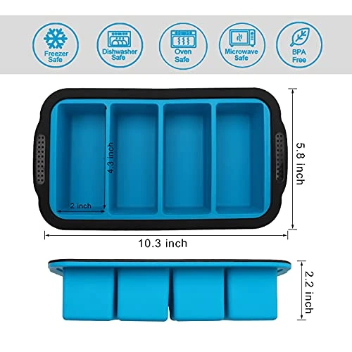 1-Cup Extra Large Freezing Tray For Soup,broth,sauce Or Butter,2 Pack Ice Cube Trays With Lid, Silicone Freezer Container Molds Soup Trays -makes Four Great Portions 1cup Cube(2 PACK, Blue) 1 1-Cup Extra Large Freezing Tray For Soup,broth,sauce Or Butter,2 Pack Ice Cube Trays With Lid, Silicone Freezer Container Molds Soup Trays -makes Four Great Portions 1cup Cube(2 PACK, Blue)