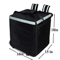 PK-76F: Large Doubledeck Insulated Pizza/Food Delivery Backpack, 16"x 15"x 18", With Divider, Cup Holder. Waterproof Thermal Food Take-Out Box, Keep Hot/Cold, 76Liters (Black)