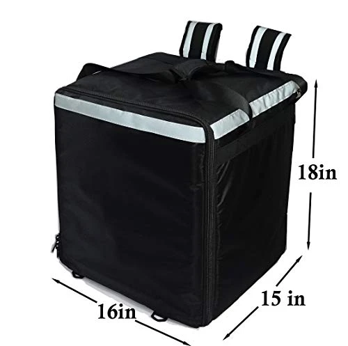 PK-76F: Large Doubledeck Insulated Pizza/Food Delivery Backpack, 16"x 15"x 18", With Divider, Cup Holder. Waterproof Thermal Food Take-Out Box, Keep Hot/Cold, 76Liters (Black) 1 PK-76F: Large Doubledeck Insulated Pizza/Food Delivery Backpack, 16"x 15"x 18", With Divider, Cup Holder. Waterproof Thermal Food Take-Out Box, Keep Hot/Cold, 76Liters (Black)