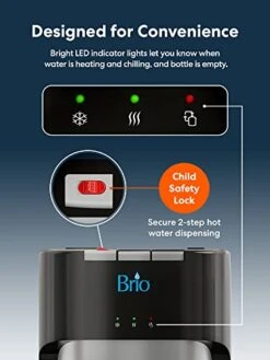 Brio CLBL420V2 Bottom Loading Water Cooler Dispenser For 3 & 5 Gallon Bottles - 3 Temperatures With Hot, Room & Cold Spouts, Child Safety Lock, LED Display With Empty Bottle Alert, Stainless Steel 11 Brio CLBL420V2 Bottom Loading Water Cooler Dispenser For 3 & 5 Gallon Bottles - 3 Temperatures With Hot, Room & Cold Spouts, Child Safety Lock, LED Display With Empty Bottle Alert, Stainless Steel -Peugeot Shop 41PWCEjBsML