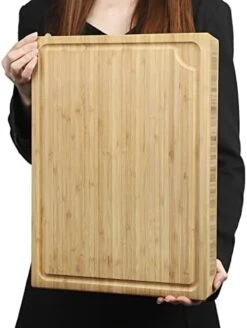 Extra Large Bamboo Cutting Board, 24x18 Inch Large Butcher Block Chopping Board With Handle And Juice Groove, Carving Board For Turkey, Meat, Vegetables, BBQ, 100% Organic Bamboo （XXL，24" X 18"） -Peugeot Shop 41PWmUv 6XL. AC