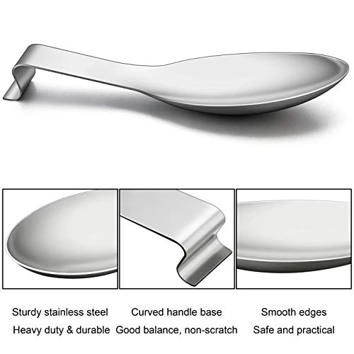 Spoon Rest Set Of 2 For Kitchen Counter Stove Top, Stainless Steel Utensil Rest Ladle Spatula Holder, Heavy Duty, Dishwasher Safe 3 Spoon Rest Set Of 2 For Kitchen Counter Stove Top, Stainless Steel Utensil Rest Ladle Spatula Holder, Heavy Duty, Dishwasher Safe - Image 3