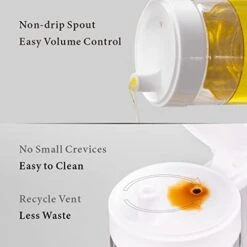 Olive Oil Dispenser Bottle, Condiment Container With Dripless Spout, Borosilicate Glass - One Hand Operation, Recycle Vent To Avoid Mess, Mother's Day Gift For Mom Grandma, 550ml(19.5oz)