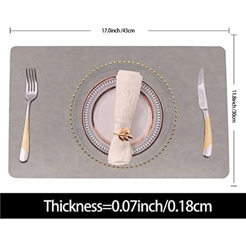 Placemats,Placemats For Dining Table Set Of 6,11.8" X 17"Eco-Friendly Faux Leather Place Mats,Washable Table Mats,Heat-Resistant For Dining Table Decor (Grey, 6) 2 Placemats,Placemats For Dining Table Set Of 6,11.8" X 17"Eco-Friendly Faux Leather Place Mats,Washable Table Mats,Heat-Resistant For Dining Table Decor (Grey, 6) - Image 2