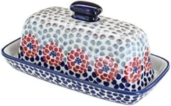 Blue Rose Polish Pottery Prairie Garden Butter Dish -Peugeot Shop 41Pm0 HmS8L. AC