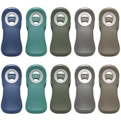 All Purpose Magnetic Clips - Chip Clips, Bag Clips, Food Clips, Refrigerator Magnets Clips For Bread Bags, Snack Bags And Food Bags (Pack Of 10, Deep Colors)