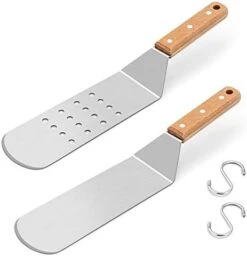 Metal Spatula Set, HaSteeL Stainless Steel Griddle Spatula Tools Kit With Wooden Handle, Heavy Duty Long Pancake Flipper Burger Turner For BBQ Teppanyaki Flat Top Grilling Cooking Outdoor & Indoor -Peugeot Shop 41PqxsHEZ6L. AC