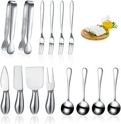 14 Pieces Spreader Knife Set Cheese Butter Spreader Knife Cheese Slicer Knife Stainless Steel Blade With Handles Mini Serving Tongs Spoons And Forks For Birthday Wedding (Stainless Steel Handle) 14 14 Pieces Spreader Knife Set Cheese Butter Spreader Knife Cheese Slicer Knife Stainless Steel Blade With Handles Mini Serving Tongs Spoons And Forks For Birthday Wedding (Stainless Steel Handle) -Peugeot Shop 41PuA3eRQpS. AC