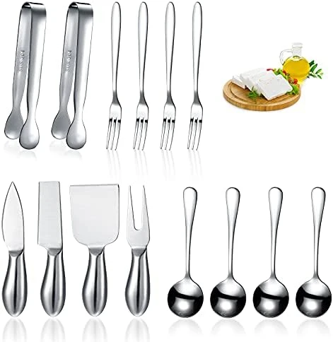 14 Pieces Spreader Knife Set Cheese Butter Spreader Knife Cheese Slicer Knife Stainless Steel Blade With Handles Mini Serving Tongs Spoons And Forks For Birthday Wedding (Stainless Steel Handle) 7 14 Pieces Spreader Knife Set Cheese Butter Spreader Knife Cheese Slicer Knife Stainless Steel Blade With Handles Mini Serving Tongs Spoons And Forks For Birthday Wedding (Stainless Steel Handle) - Image 7