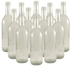 FastRack - W5 Wine Bottles, Bordeaux Liquor Bottles, Clear Wine Bottles, 750 Ml Empty Bottles, Empty Bottles For Drinks, Clear/Flint Bordeaux Wine Bottles, 12 Per Case