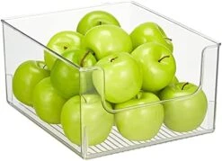 Modern Plastic Open Front Dip Storage Organizer Bin Basket For Kitchen Organization - Shelf, Cubby, Cabinet, And Pantry Organizing Decor - Ligne Collection - Clear -Peugeot Shop 41Q gcKPF9L. AC