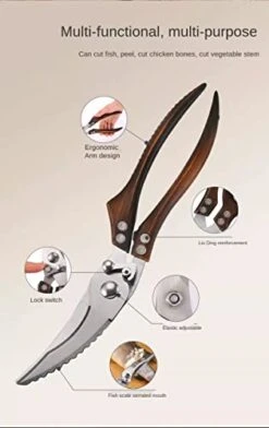 Heavy Duty Kitchen Scissors For Cutting Poultry, Meat, Chicken, Fish, Herbs. Extra Strong Bone Scissors. Heavy-duty Kitchen Scissors With Safety Lock. -Peugeot Shop 41Q0v83KX2L