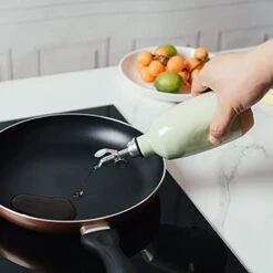 Olive Oil Dispenser Bottle Stoneware Ceramic, Perfect Home Decor Gift, Reduce Oxidation, Suitable For Storage Of Oil, Vinegar, Coffee Syrups & Other Liquids - Stainless Steel Spout 15Oz -Peugeot Shop 41Q52htfWZL