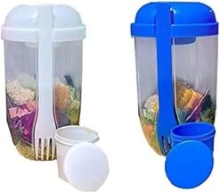 Keep Fit Salad Meal Shaker Cup,Salad Container For Lunch, Portable Fruit And Vegetable Salad Cups Container With Fork & Salad Dressing Holder (4Pcs-Mix) -Peugeot Shop 41Q7VGJzXtL. AC