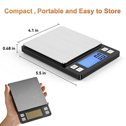 Upgraded Small Food Scale With New Hold Function And Larger Display, 3000g/0.1g High Accuracy Digital Scale Grams And Oz For Kitchen, Small Item, Jewelry, (2 Trays & Batteries Included) 3 Upgraded Small Food Scale With New Hold Function And Larger Display, 3000g/0.1g High Accuracy Digital Scale Grams And Oz For Kitchen, Small Item, Jewelry, (2 Trays & Batteries Included) - Image 3