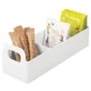 MDesign Plastic Condiment Organizer And Tea Bag Holder - 9" Long Kitchen Pantry/Countertop Storage Caddy - Divided Chip, Snack, Granola, Oatmeal Packet Holder - Lumiere Collection - White