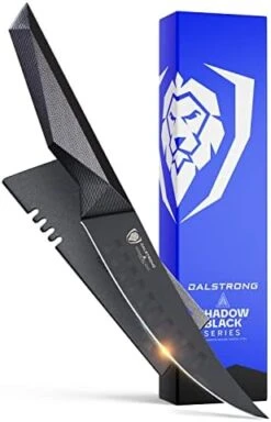 Curved Boning Knife - 6 Inch - Shadow Black Series - Black Titanium Nitride Coated - High Carbon 7CR17MOV-X Vacuum Treated Steel - Kitchen Knife - Fillet Knife - Sheath - NSF Certified -Peugeot Shop 41QGlnLhZtL. AC