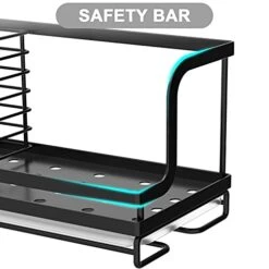 Sink Caddy, Kitchen Sink Organizer Caddy With Drain Pan Try Sponge Scrubber Brush Dishrag Dishcloth Holder Rack Counter Stainless Steel Rustproof - Black -Peugeot Shop 41QH8qRgWLS